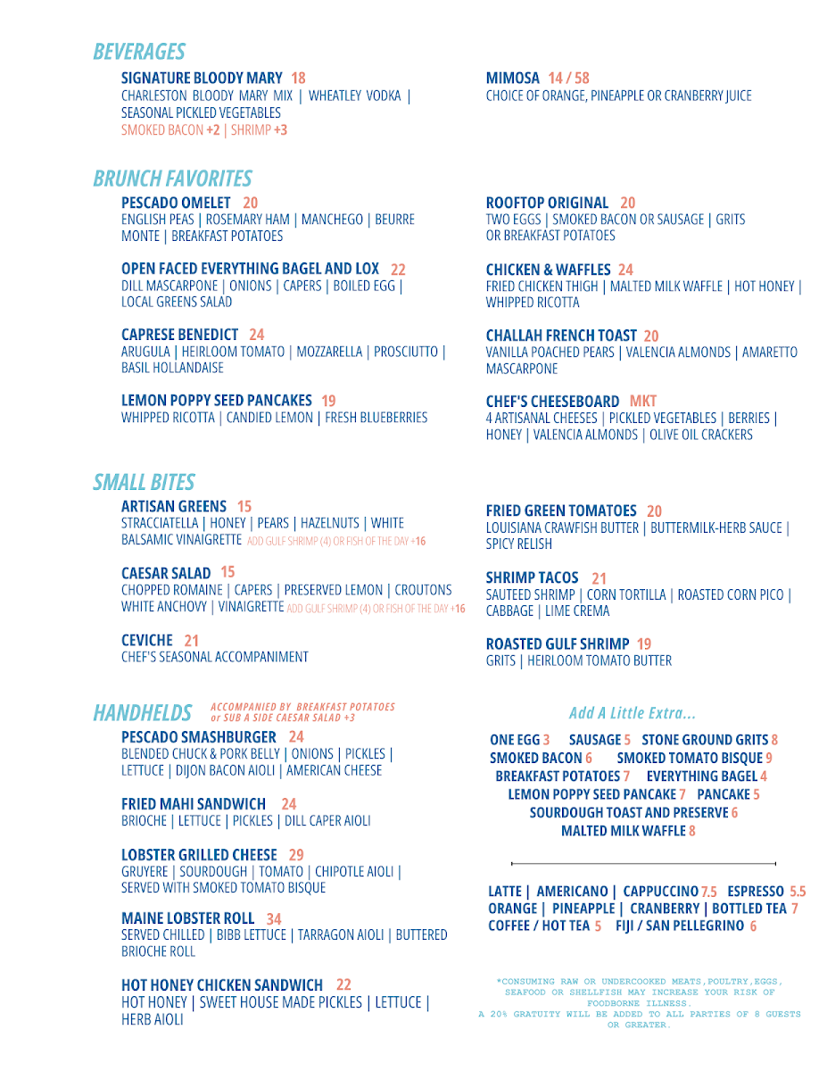 Pescado Seafood Grill & Rooftop Bar Menu - Image 1